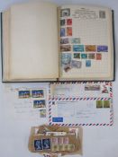 Swiftsure stamp album with stamps of GB and World, some on loose paper, some envelopes containing