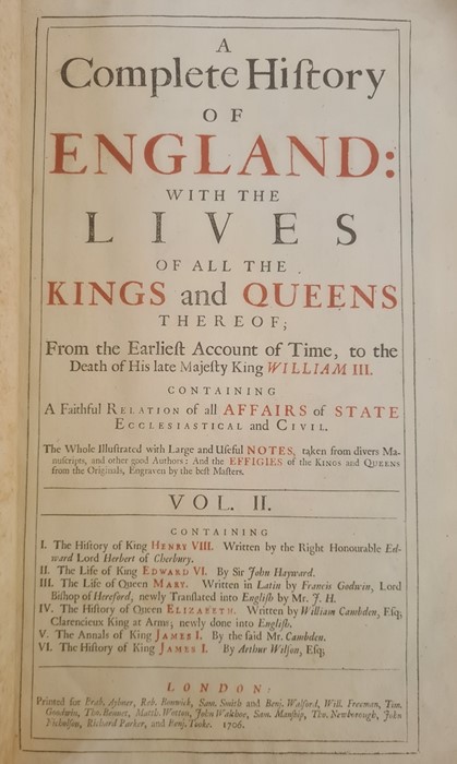 Hughes, John and Kennett, White (ed) " A Complete History of England...." in three vols, London Brab - Image 22 of 24