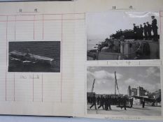 Post WWII photograph album with photographs of the Aircraft carriers HMS Vulnerable and HMS