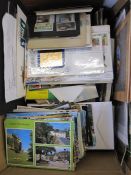 Box of stamps including First Day Covers, other covers, postcards, (1 box)