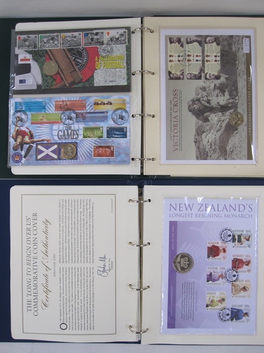 Collection of commemorative coins and stamps, eight folders worth to include complete set of 10p A-Z - Image 3 of 5