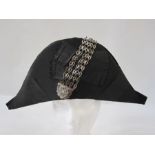 Court dress bicorn hat with steel brocadeCondition ReportCircumference of inner hat approx 62cm