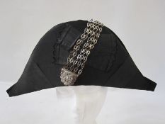 Court dress bicorn hat with steel brocadeCondition ReportCircumference of inner hat approx 62cm