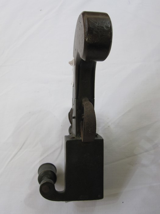 19th century flintlock table lighter with engraved brass mounts and mahogany scroll - Image 6 of 6