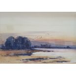 Arthur Gee (1934-2011) Watercolour Ducks at sunset, signed lower left, 51 x 73cm