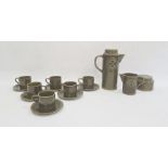 Jon Anton ironstone Agincourt pattern part coffee service, circa 1960's/70's, printed marks, moulded