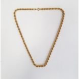 Modern 9ct gold ropetwist-pattern necklace, approx. 9g  Condition Report Length 46cm Approx.