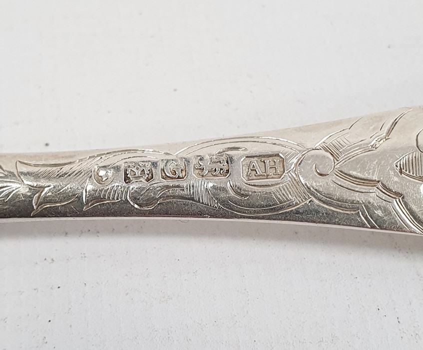 Victorian child's knife, fork and spoon set, engraved detail, initialled, Sheffield 1874, maker - Image 4 of 4