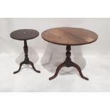 19th century circular table on turned supports, three ogee legs and a smaller similar table (2)