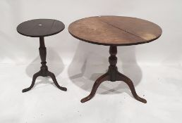 19th century circular table on turned supports, three ogee legs and a smaller similar table (2)