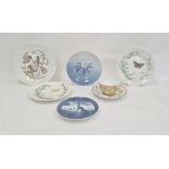 Five Bing & Grondahl plates to include blue and white floral dish, seahorse plate, two butterfly