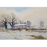 Arthur Gee (1934-2011) Watercolour Cottage in a winter landscape, signed lower left, 51 x 73cm