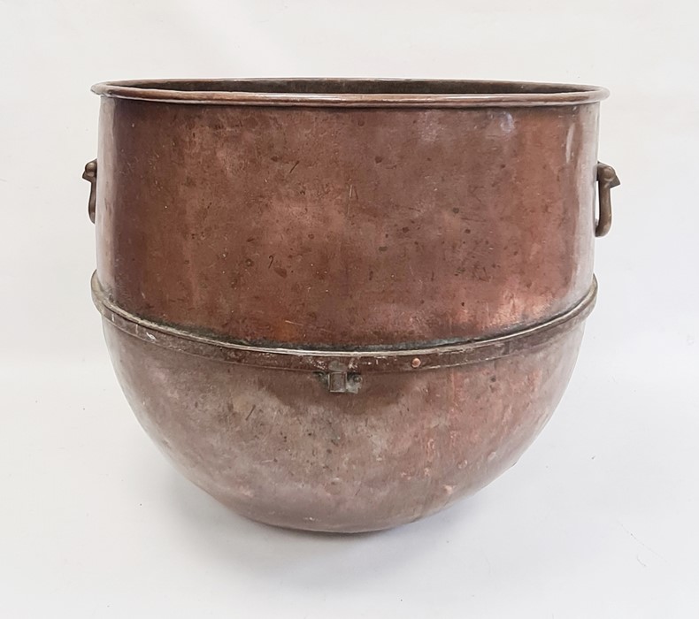 Large copper two handled, round-bottomed potCondition ReportHeight approx. 45cm Diameter approx.