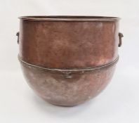 Large copper two handled, round-bottomed potCondition ReportHeight approx. 45cm Diameter approx.