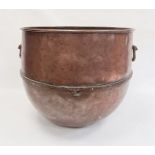 Large copper two handled, round-bottomed potCondition ReportHeight approx. 45cm Diameter approx.