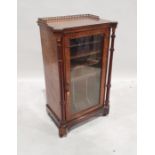 Late Victorian walnut music cabinet with half galleried back with marquetry inlaid decoration,