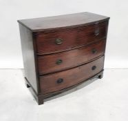 19th century mahogany bowfront three-drawer chest on bracket feet, 103cm x 90cm