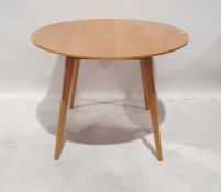 Modern oak circular breakfast table on shaped supports, 100cm diameter