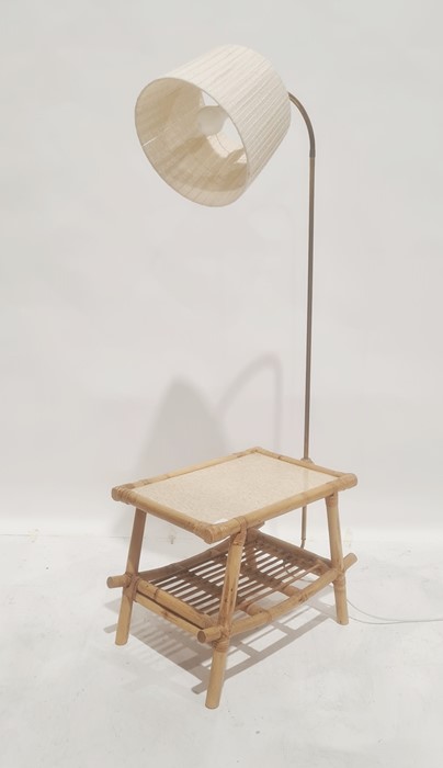 Mid-century standard lamp and a coffee table with rack under and bamboo frame (2)