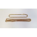 9ct gold chain link bracelet, 2g approx. and a 9ct gold twist chain link necklace, 3g approx.