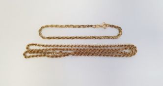 9ct gold chain link bracelet, 2g approx. and a 9ct gold twist chain link necklace, 3g approx.