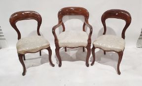 Matched set of three upholstered chairs (2+1) together with two similar (5)