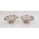 Pair of silver bonbon dishes by G Bryan & Co, Birmingham 1913, of shaped circular form with wavy