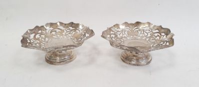 Pair of silver bonbon dishes by G Bryan & Co, Birmingham 1913, of shaped circular form with wavy