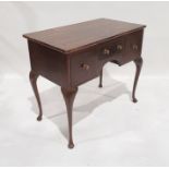 20th century lowboy, the rectangular top above three drawers, on cabriole legs, 84cm x 73.5cm