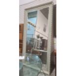 Large rectangular mirror with bevelled edged glass plate, moulded cream painted frame, 260cm x 140cm