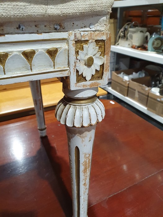 Pair of Swedish-style stools with cream upholstered overstuffed seats, on carved and fluted supports - Image 20 of 26