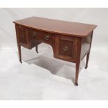 20th century mahogany bowfront Regency-style sideboard, the single drawer flanked by cupboard