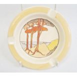 Wilkinson Limited Clarice Cliff ashtray of circular form decorated in the 'Coral Firs' pattern, 12.