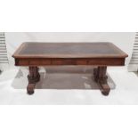 Late 19th/early 20th century large mahogany desk with leather inset top rectangular with rounded