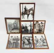 Set of seven early 20th century black and white photos of figures at a country show, some on