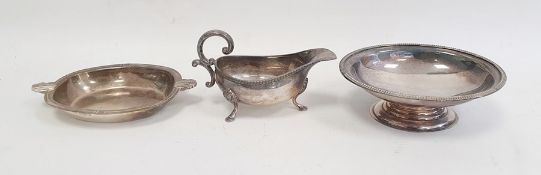1970's silver sauceboat, London 1978, maker A Chick & Sons Ltd, 4oz approx, a 1940's silver two-