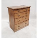 20th century pine chest of four drawers, rectangular top, plinth base, 85 x 92cm