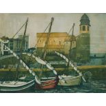 Maureen Black - 20th century Artist proof etching "Evening in Collioune", signed and titled in