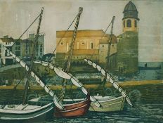 Maureen Black - 20th century Artist proof etching "Evening in Collioune", signed and titled in
