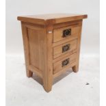 20th century oak chest of three drawers, 50cm x 59cm