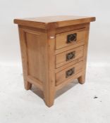 20th century oak chest of three drawers, 50cm x 59cm