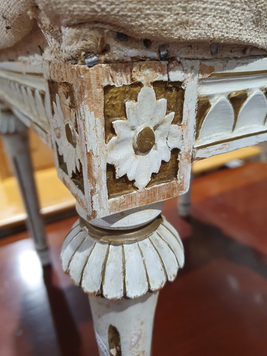 Pair of Swedish-style stools with cream upholstered overstuffed seats, on carved and fluted supports - Image 9 of 26