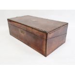 19th century walnut writing slope, 50cm x 17cm