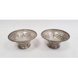 Pair of Edwardian silver bonbon dishes by W H Haseler Ltd, Birmingham 1907, of circular pedestal