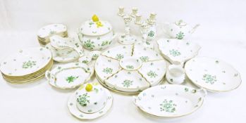 Extensive Herend porcelain matched service, various pieces in green floral and gilt patterns,