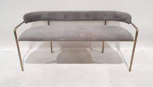 Modern low bench with upholstered seat and back, brushed steel-effect finished frame  Condition