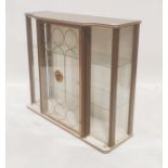 20th century breakfront display cabinet with single glazed door, on platform base, 90.5cm wide x
