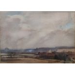 British - 20th century Watercolour Winter landscape scene, unsigned, 17 x 23cm and Ray Evans -