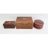 Walnut box, a tea caddy and a cylindrical box (3)