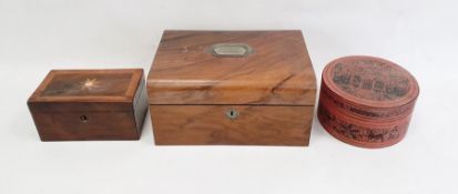 Walnut box, a tea caddy and a cylindrical box (3)